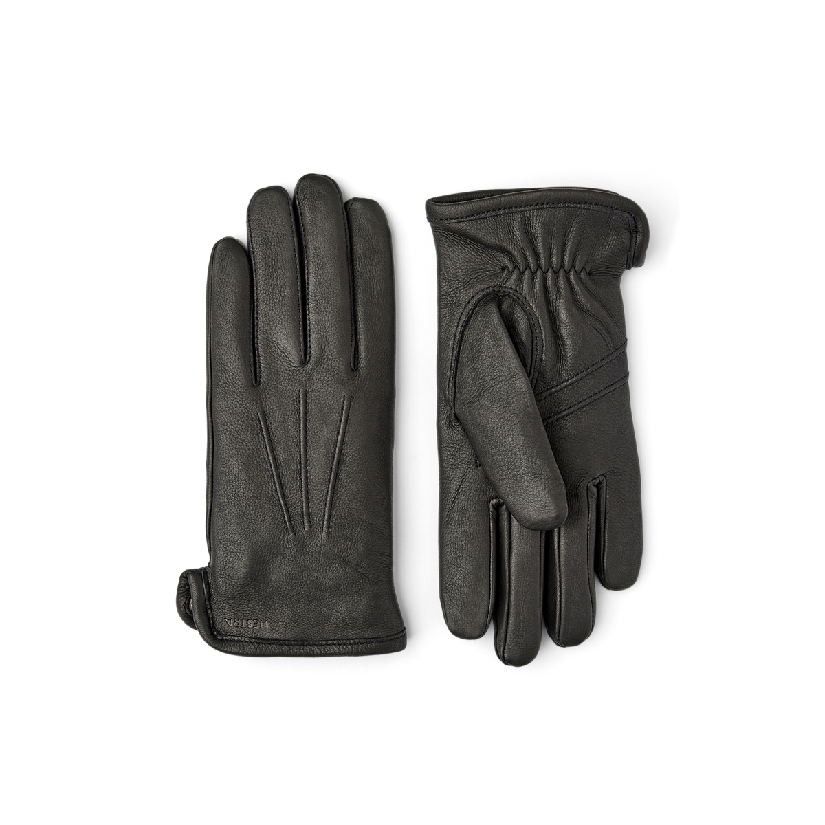 Black machine-sewn deerskin glove