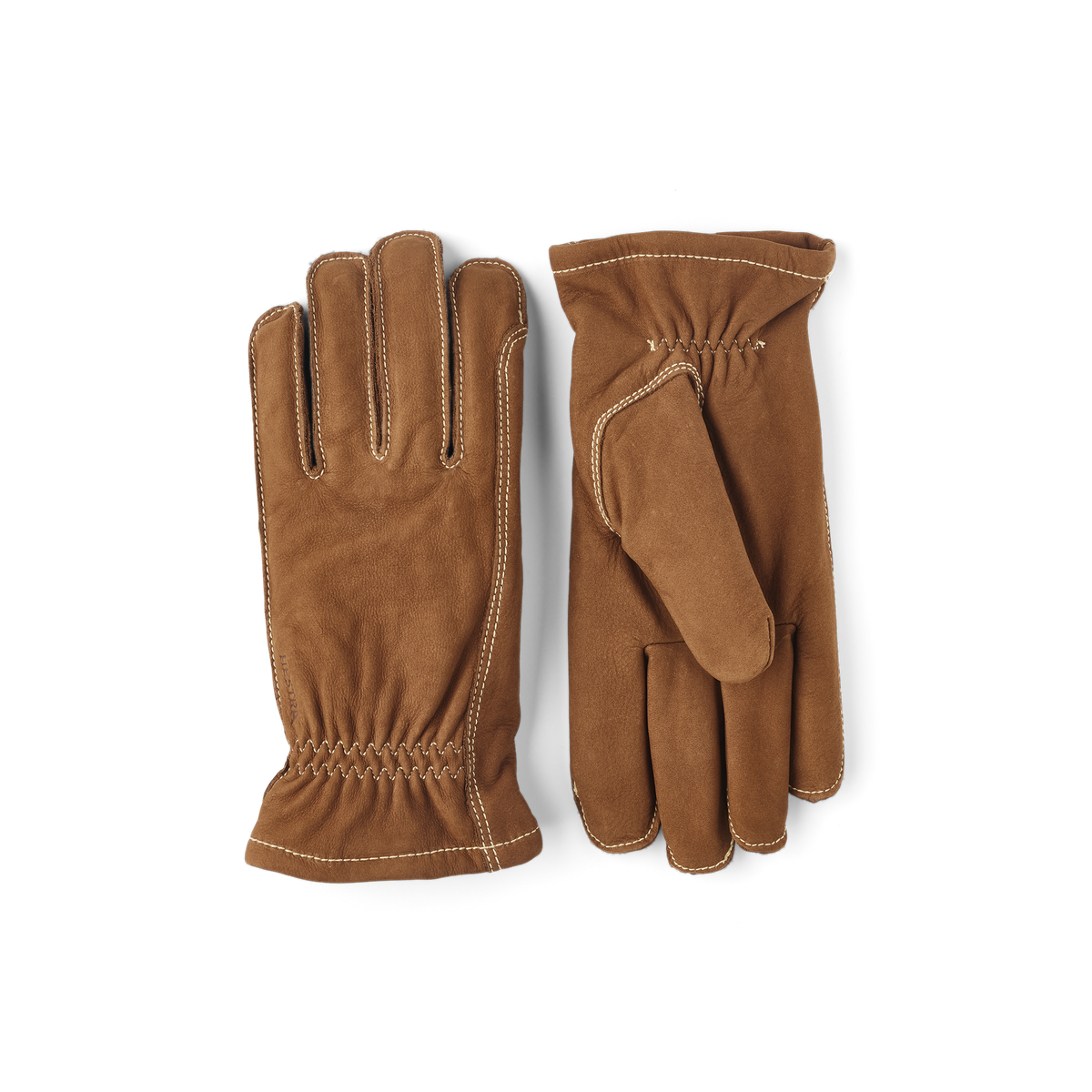 Light brown machine-sewn cow nubuck glove