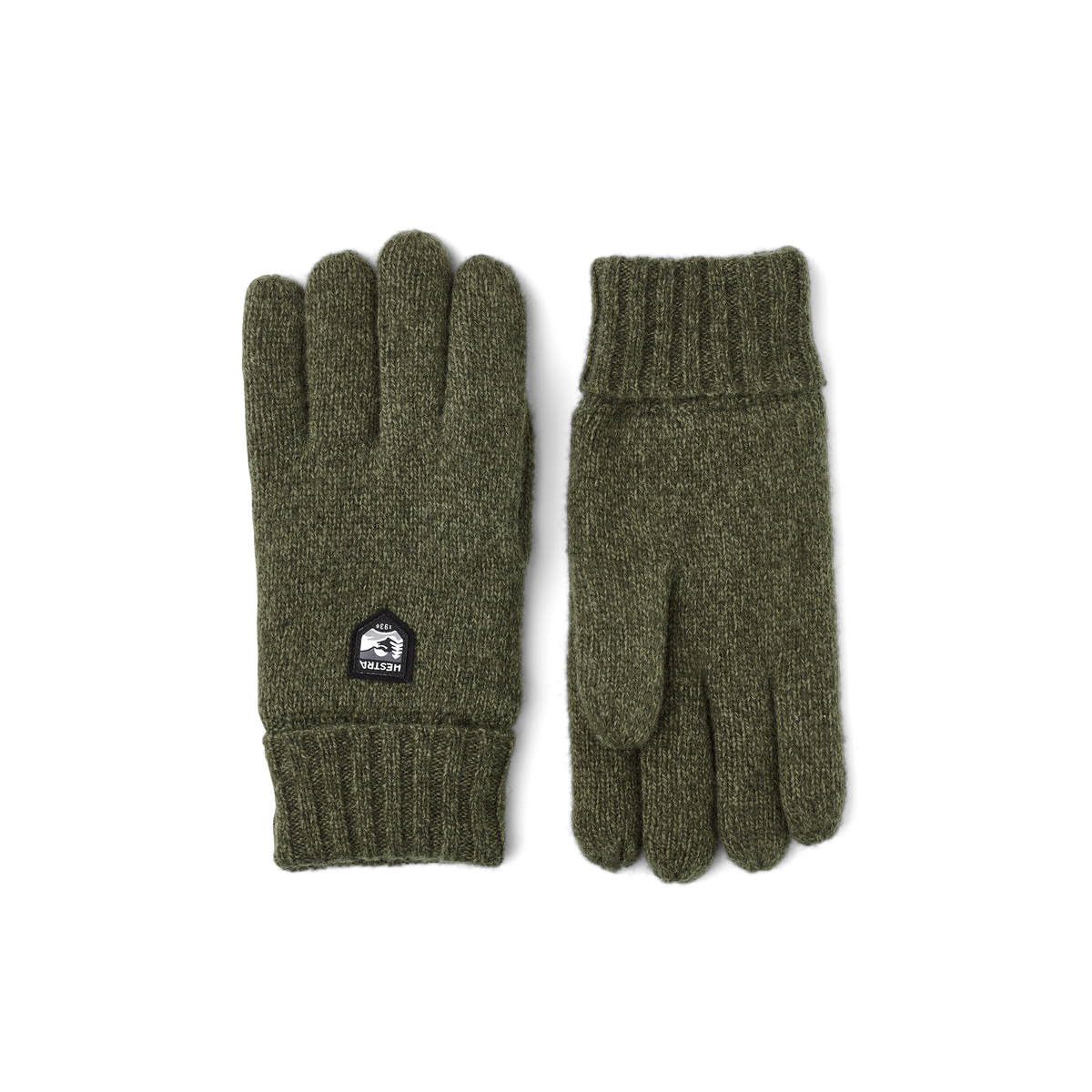 Dark green knitted glove in Shetland wool
