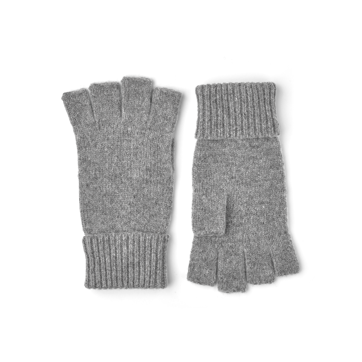 Gray knitted fingerless glove in wool blend