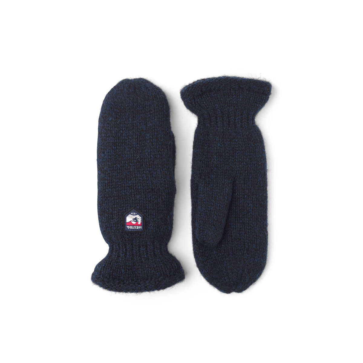 Dark blue knitted mitten in Shetland wool