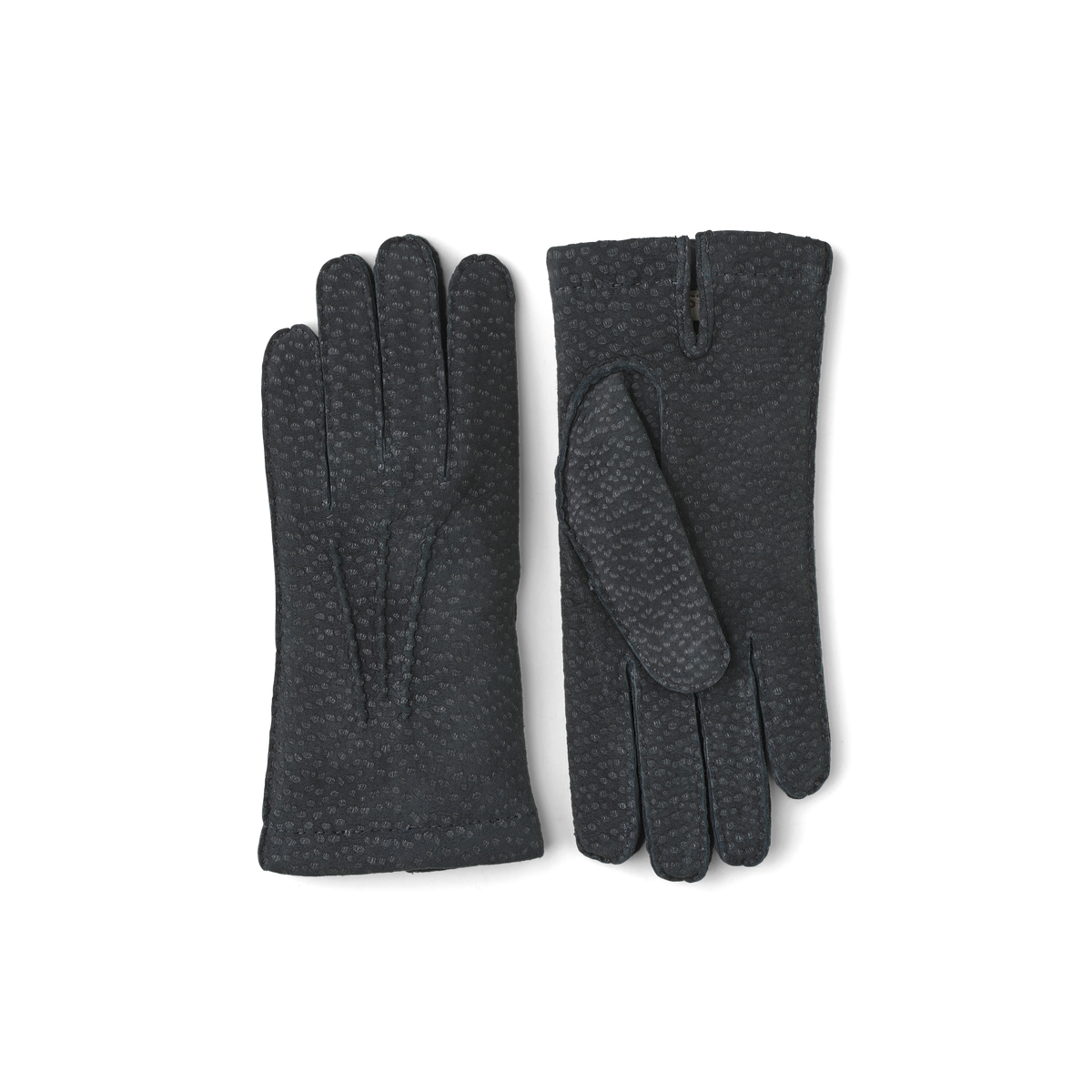 Gray hand-sewn glove in carpincho nubuck
