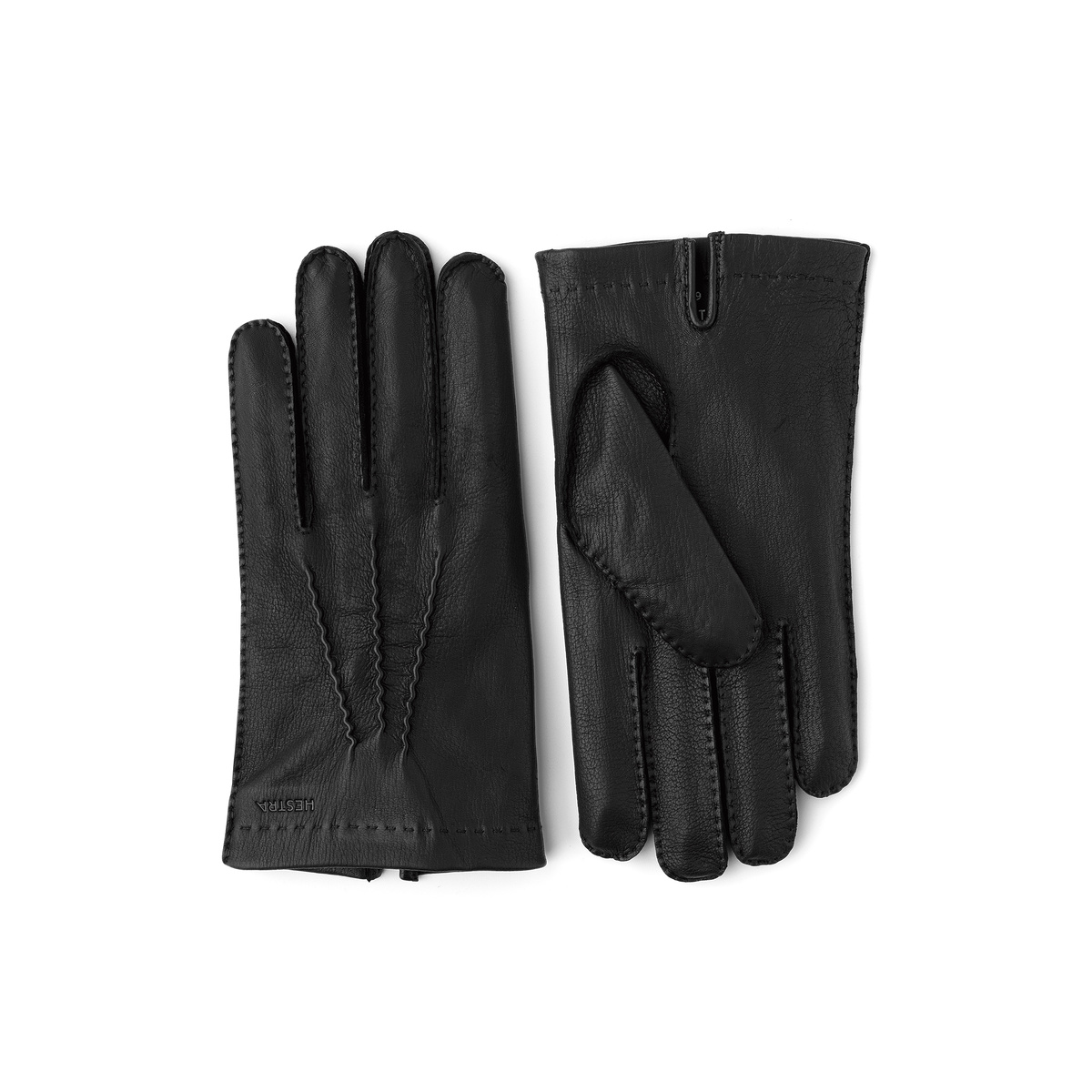 Black hand-sewn deerskin glove