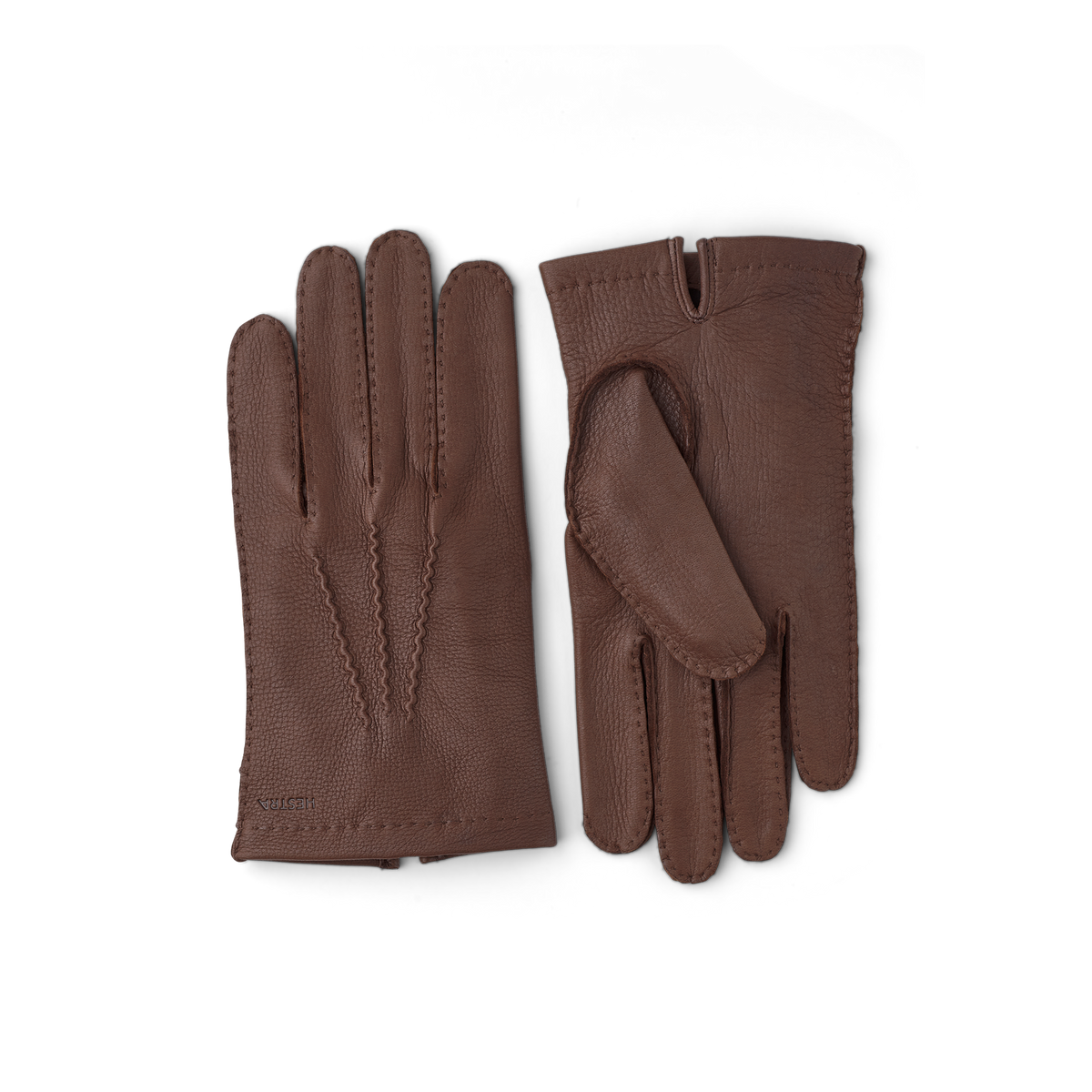 Brown hand-sewn deerskin glove