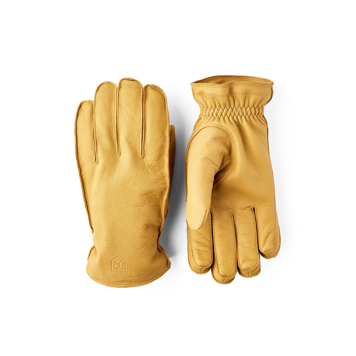 Yellow machine-sewn goat leather glove