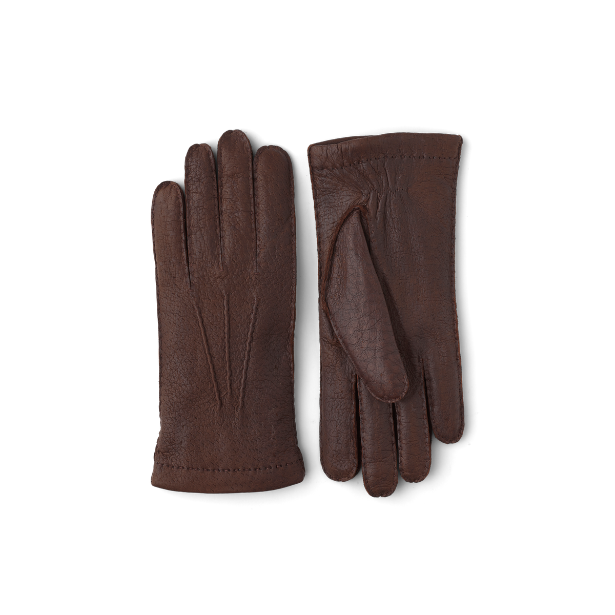 Brown hand-sewn peccary leather glove