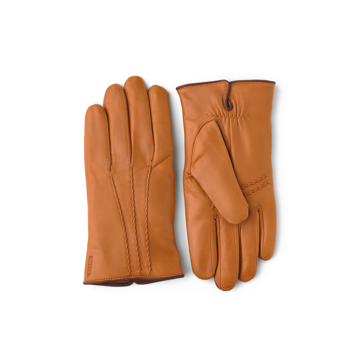 Light brownish-yellow machine-sewn hairsheep leather glove