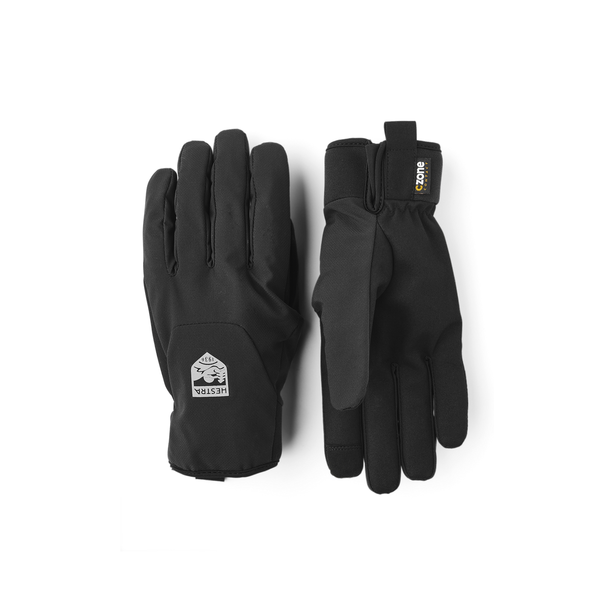 Black fabric cycling glove with synthetic suede palm