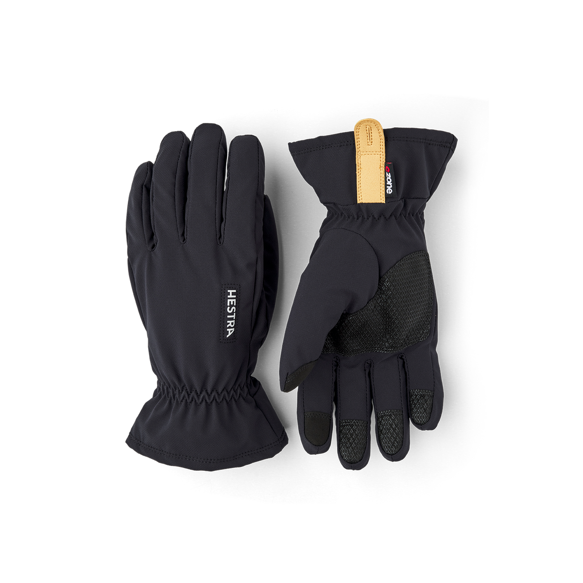 Black fabric outdoor glove with touch function