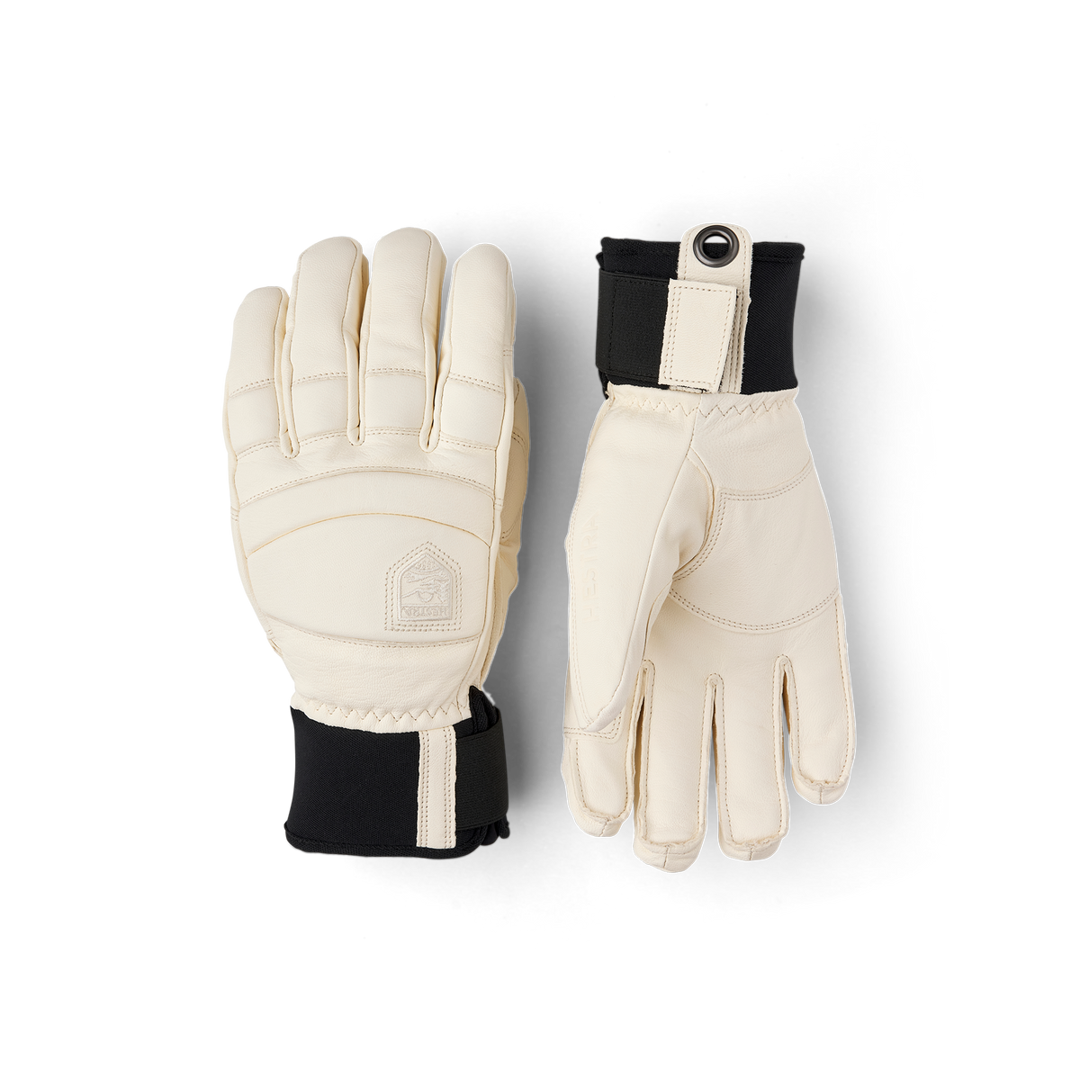 White cow hide ski glove