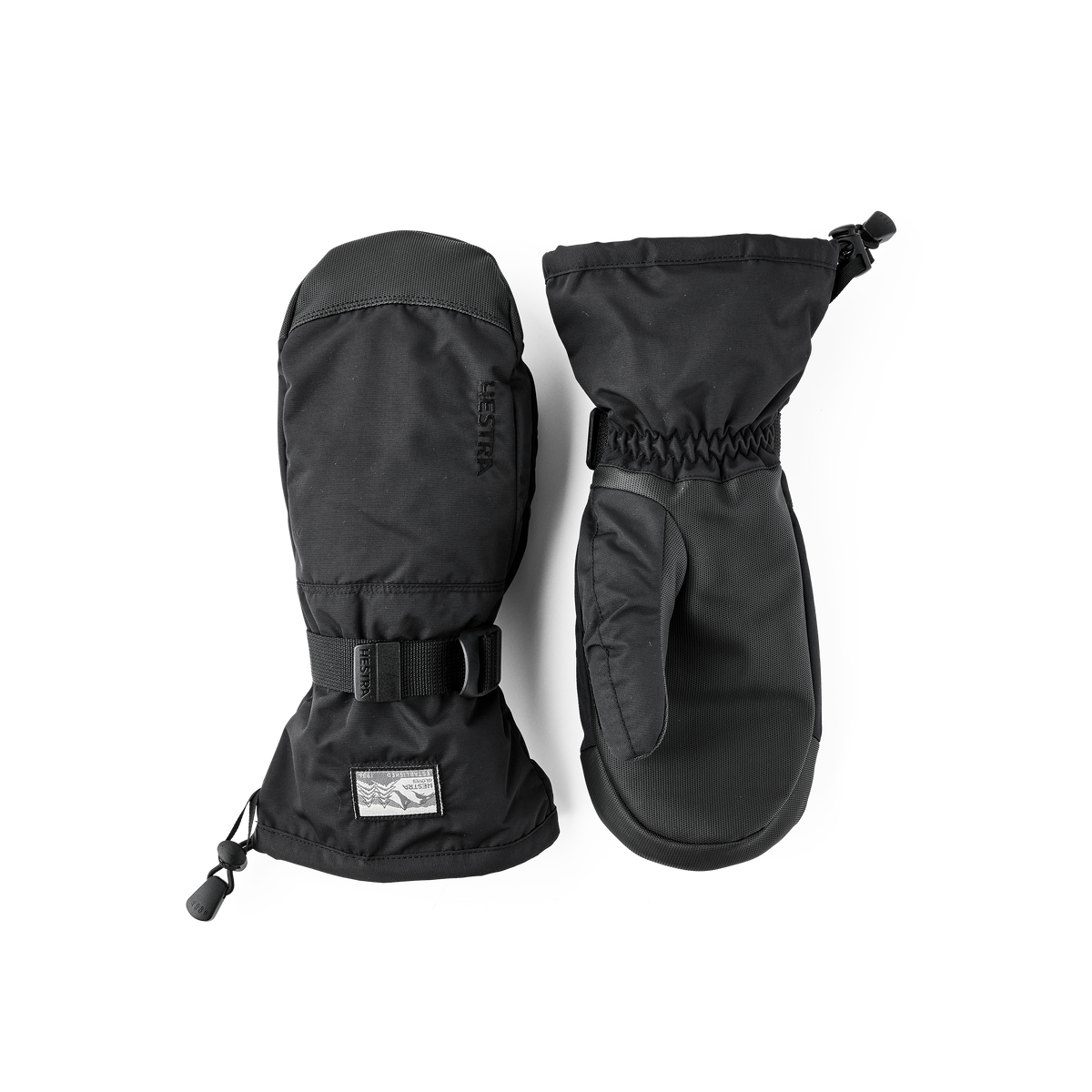 Black fabric mitten with synthetic palm