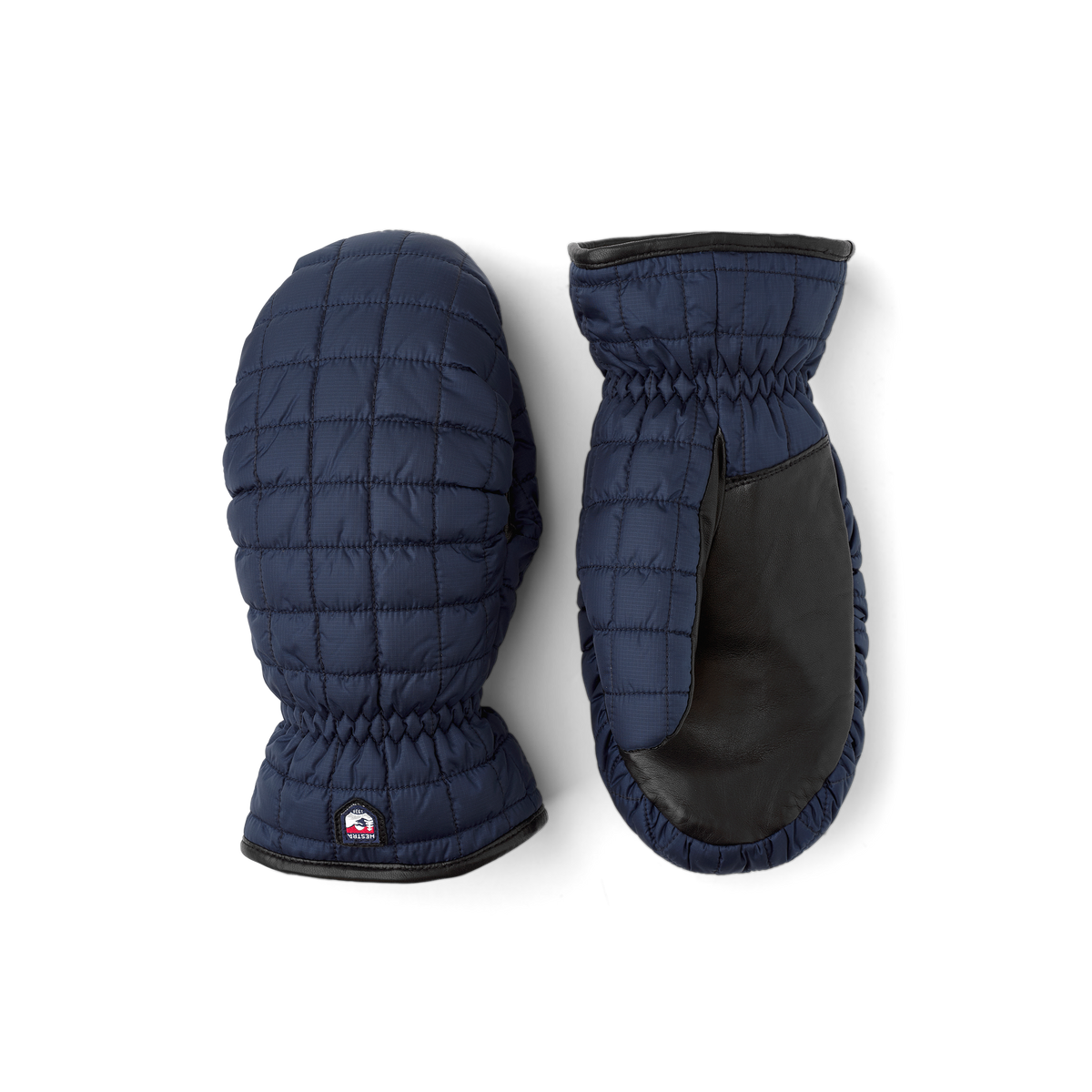 Dark blue mitten with black hairsheep palm