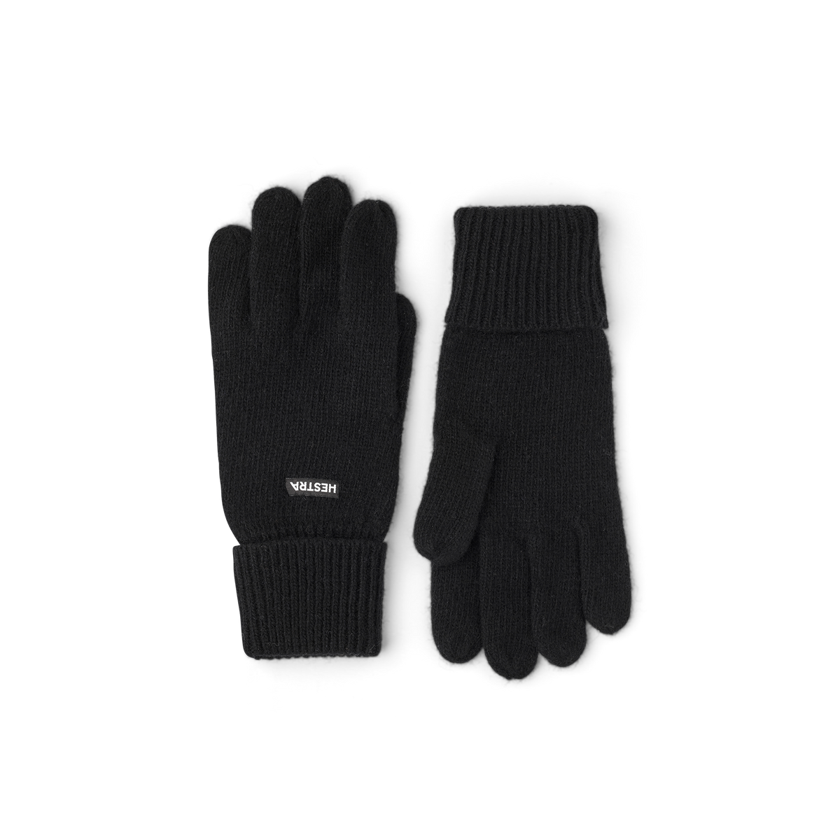 Black knitted glove in wool and cashmere mix