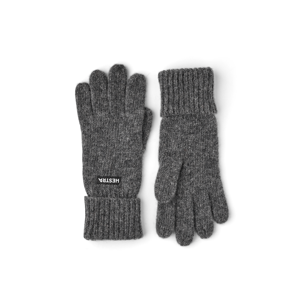 Gray knitted glove in wool and cashmere mix