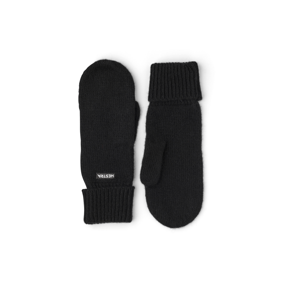 Black knitted mitten in wool and cashmere mix