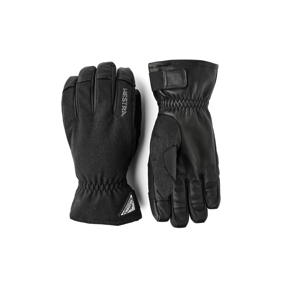 Black ski glove with goat leather palm