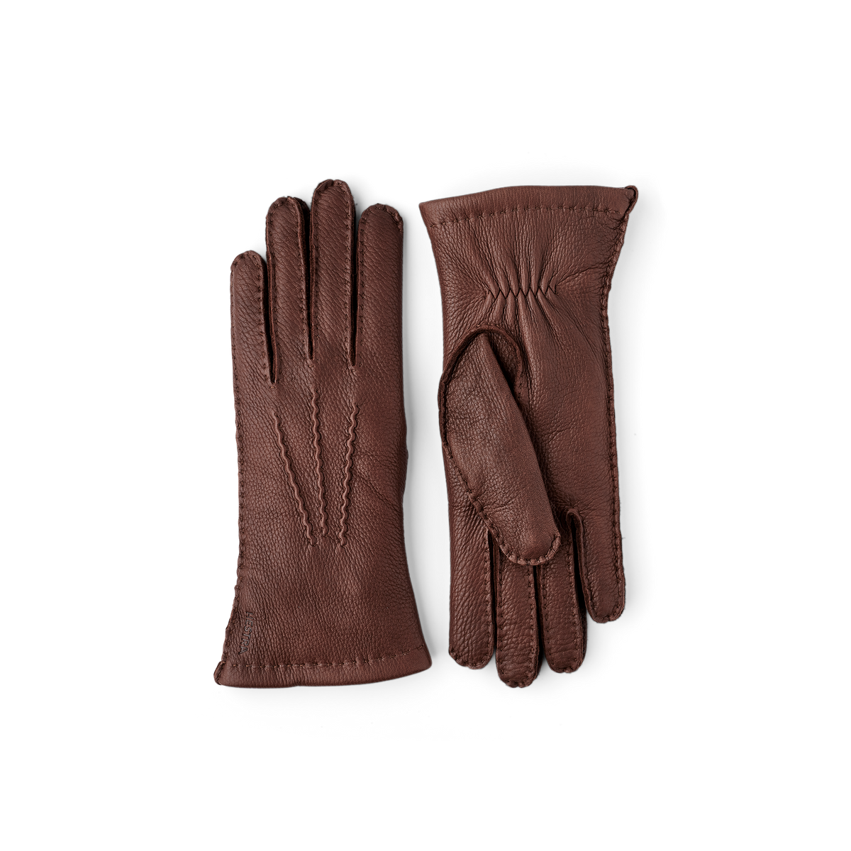 Brown hand-sewn deerskin glove