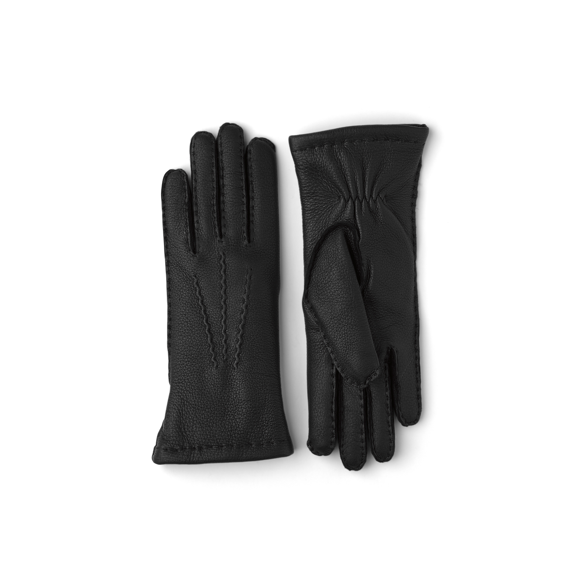 Black hand-sewn deerskin glove