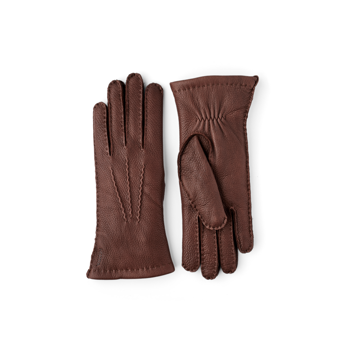 Brown hand-sewn deerskin glove