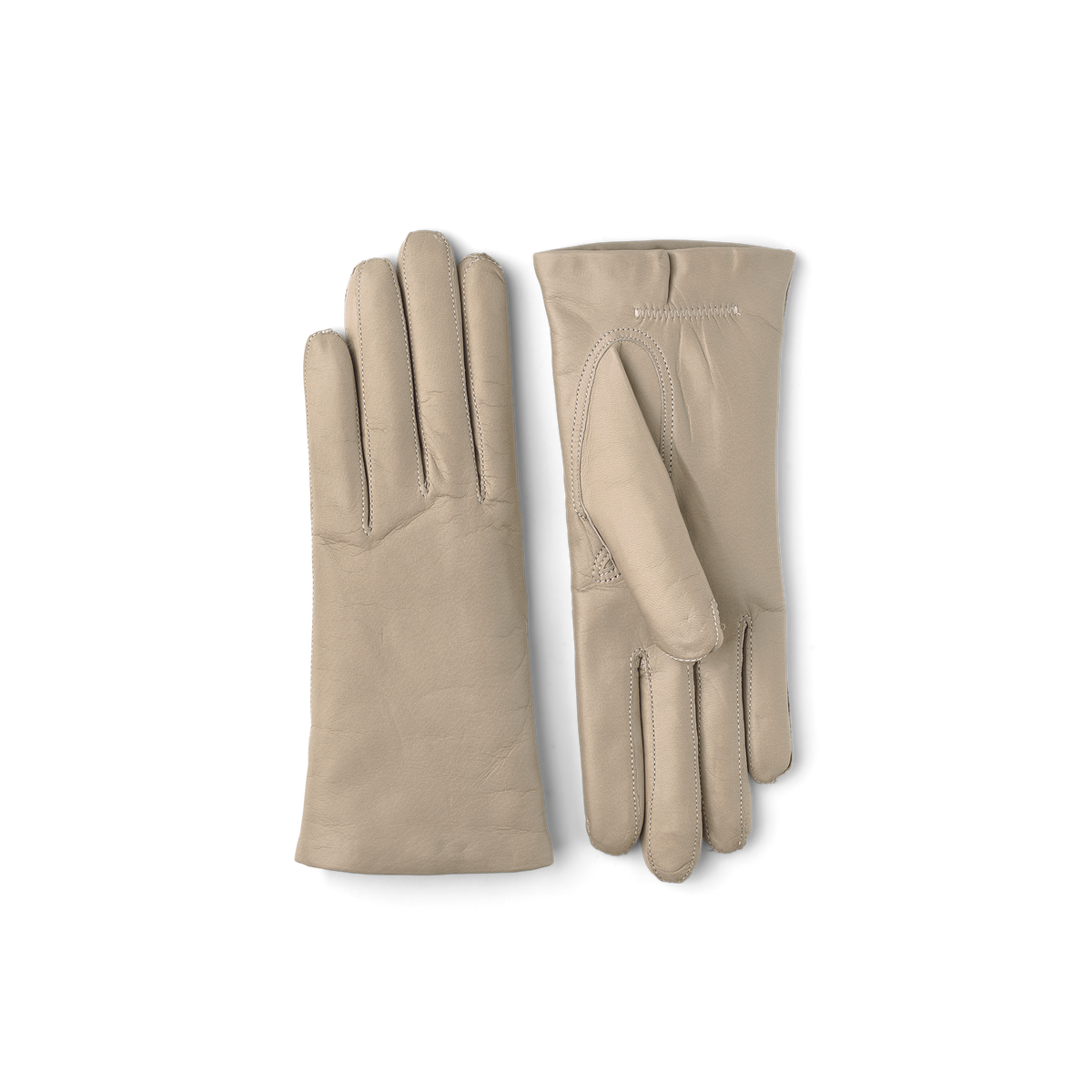Light gray machine-sewn hairsheep leather glove