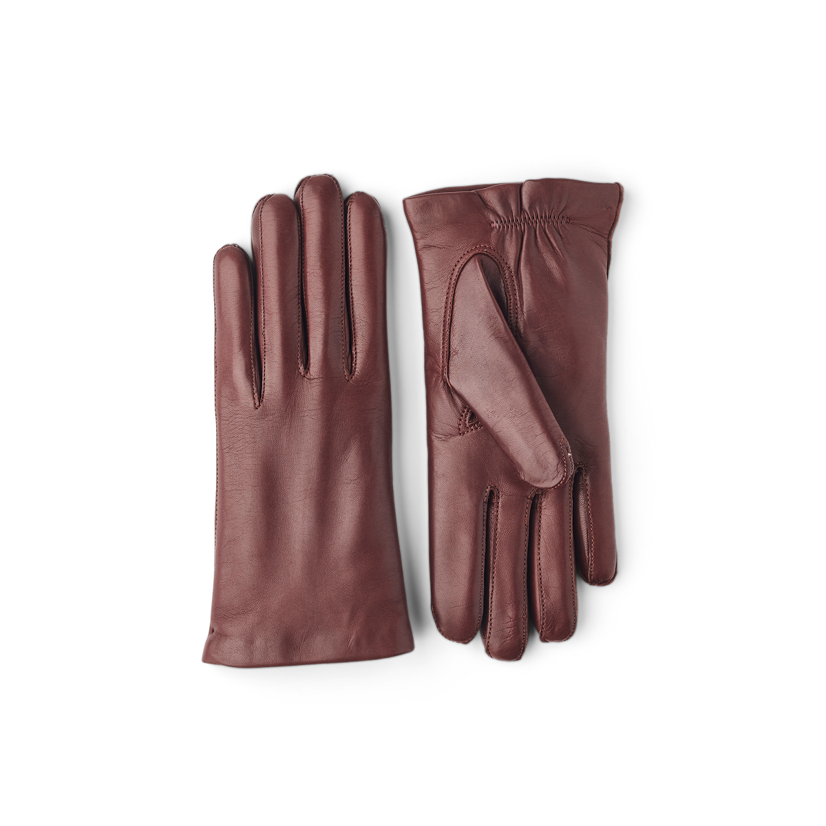 Brown machine-sewn hairsheep leather glove