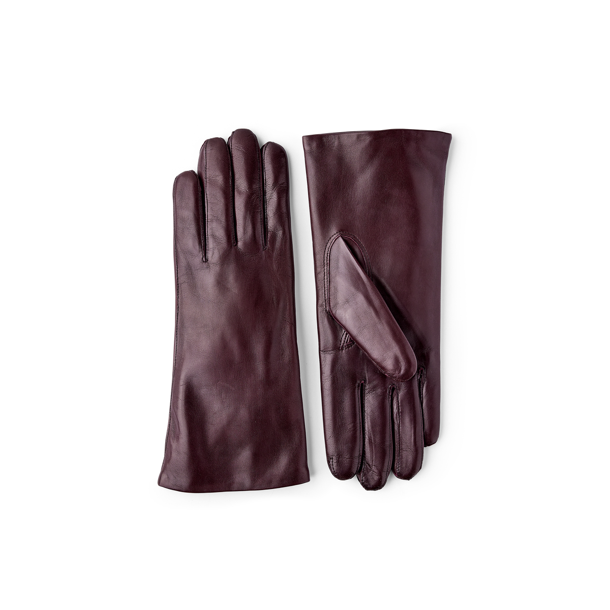Wine red machine-sewn hairsheep leather glove