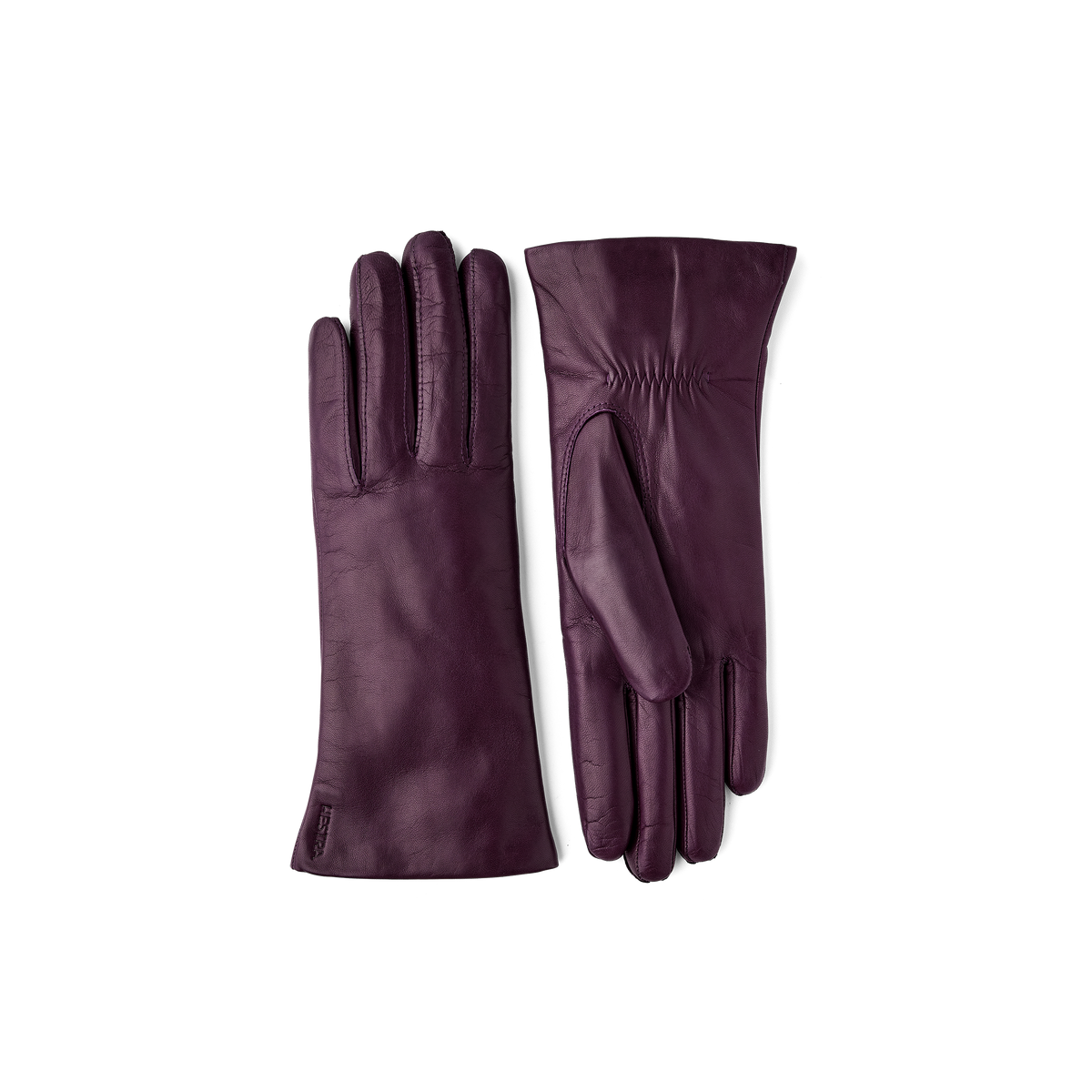 Dark purple machine-sewn hairsheep leather glove