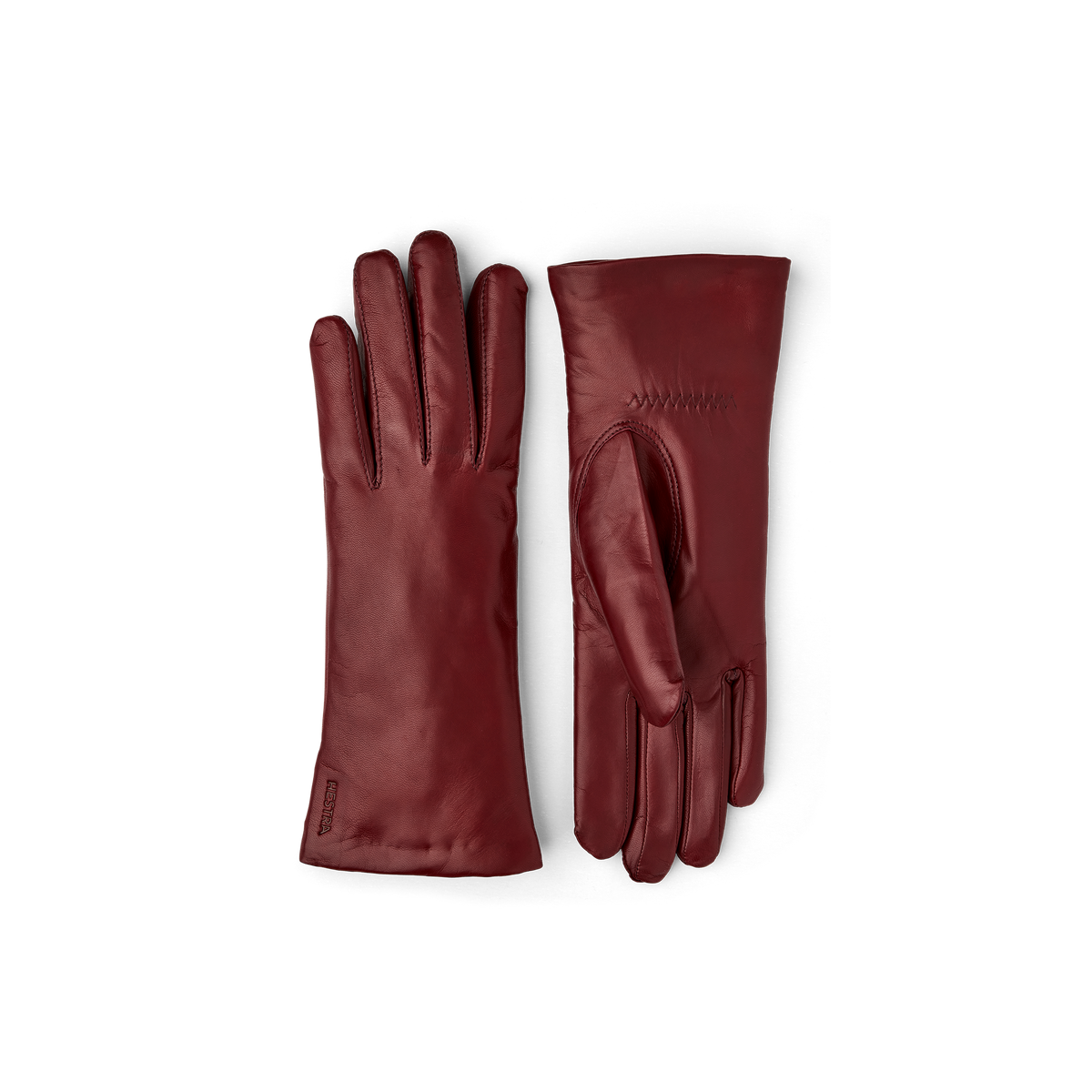 Dark purple machine-sewn hairsheep leather glove