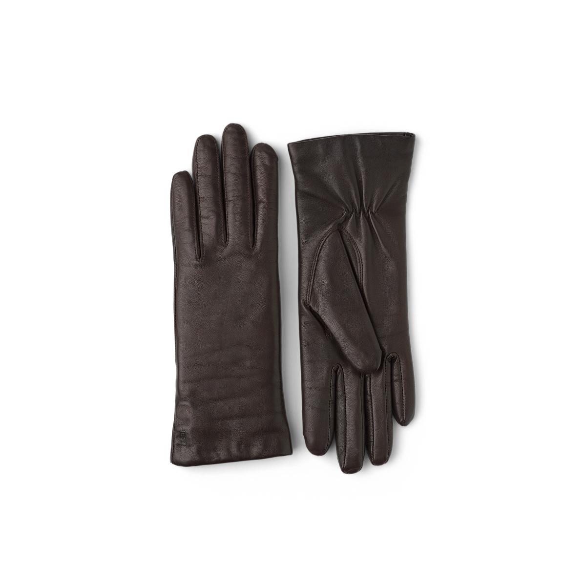Dark brown machine-sewn hairsheep leather glove