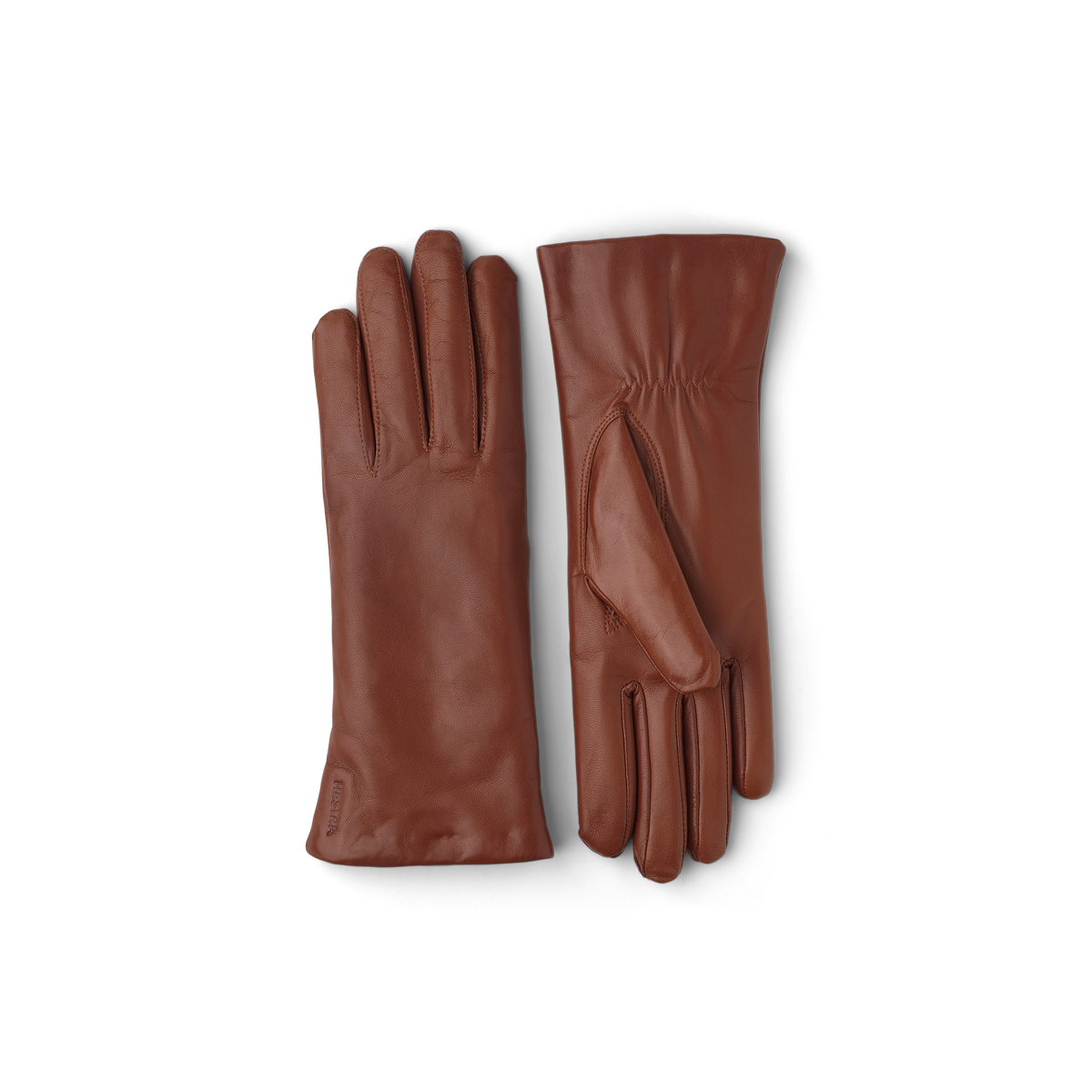 Medium brown machine-sewn hairsheep leather glove