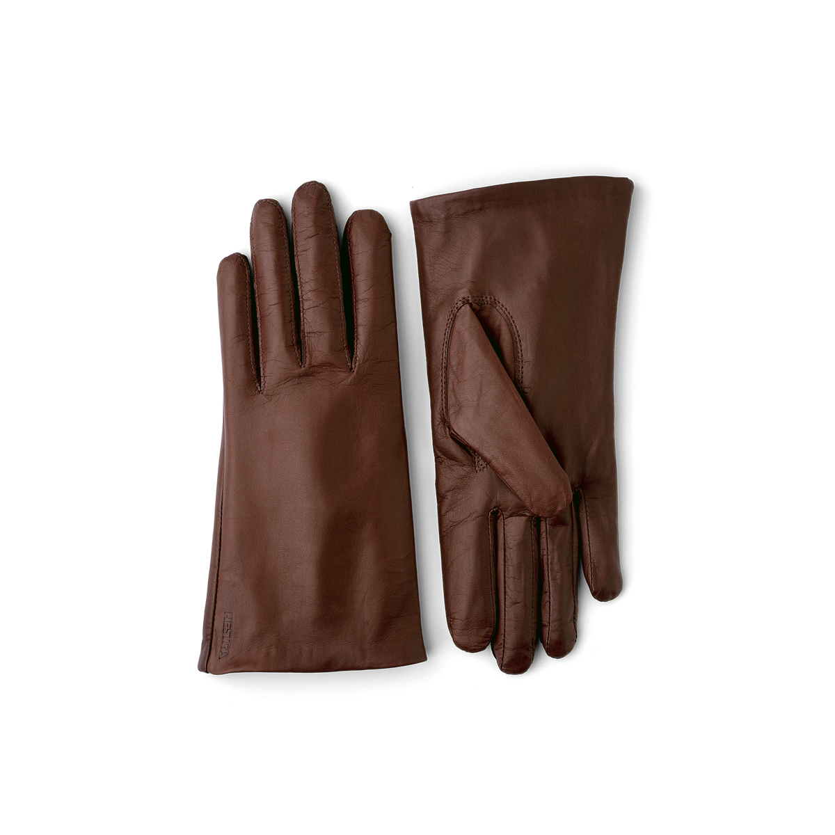 Brown machine-sewn hairsheep leather glove