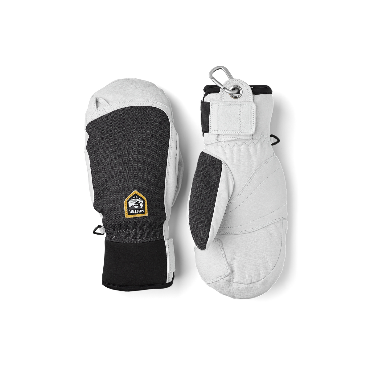 Dark gray mitten with white goat leather palm