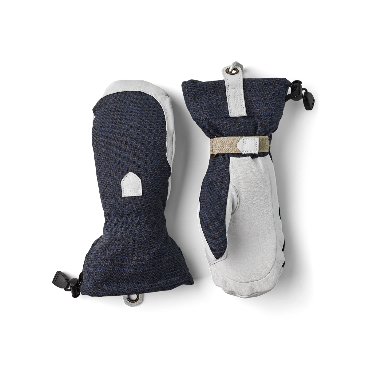 Dark blue mitten with white goat leather palm