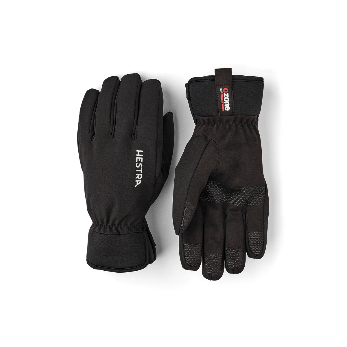 Black fabric outdoor glove with black synthetic suede palm