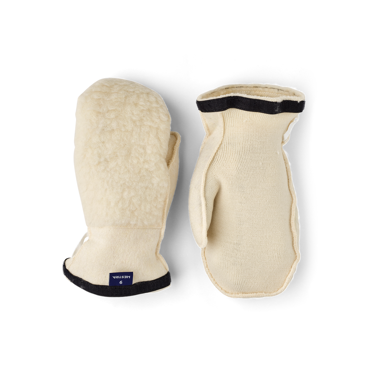 White machine-sewn liner mitten