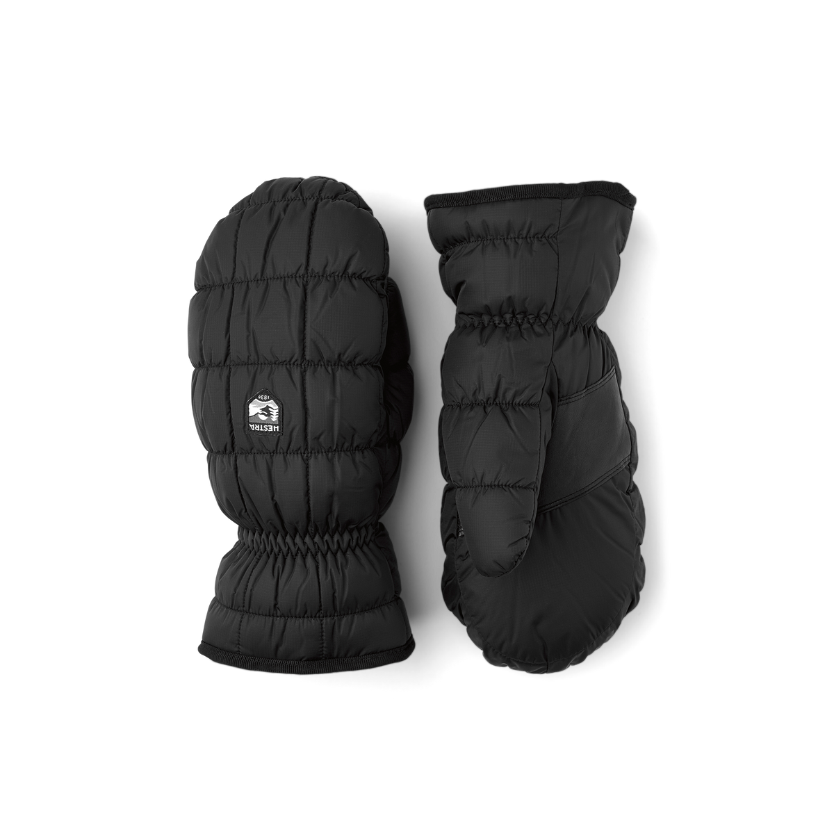 Black fabric mitten with synthetic suede palm